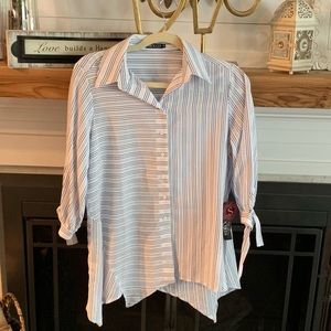 Long sleeve blue/white shirt